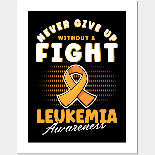 Orange Ribbon Cancer Leukemia gift Wall Art by Toeffishirts